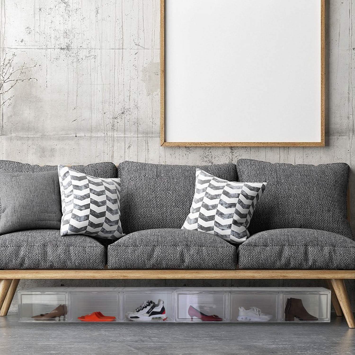 6-Pack: Collapsible Shoe Box Stackable Shoe Storage Bin with Magnetic Door Closet & Storage - DailySale