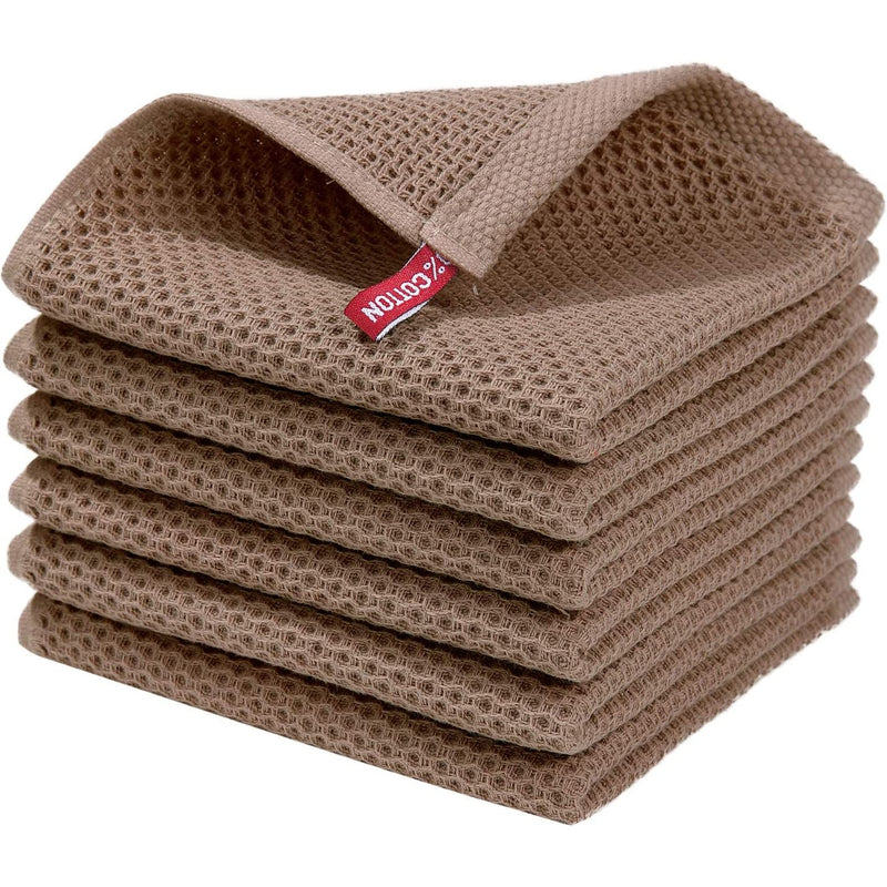 6-Pack: Cotton Waffle Woven Kitchen Towel Kitchen Tools & Gadgets Brown - DailySale