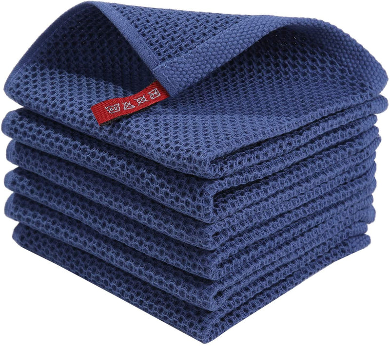 6-Pack: Cotton Waffle Woven Kitchen Towel Kitchen Tools & Gadgets Navy Blue - DailySale