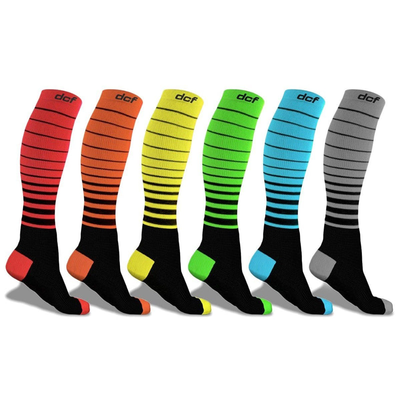 6-Pack: DCF Unisex Striped Compression Socks Wellness & Fitness L/XL - DailySale