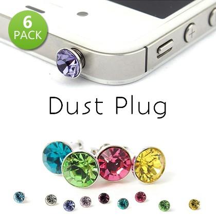 6-Pack: Fashionable Crystal Diamond Dust Plugs Phones & Accessories - DailySale
