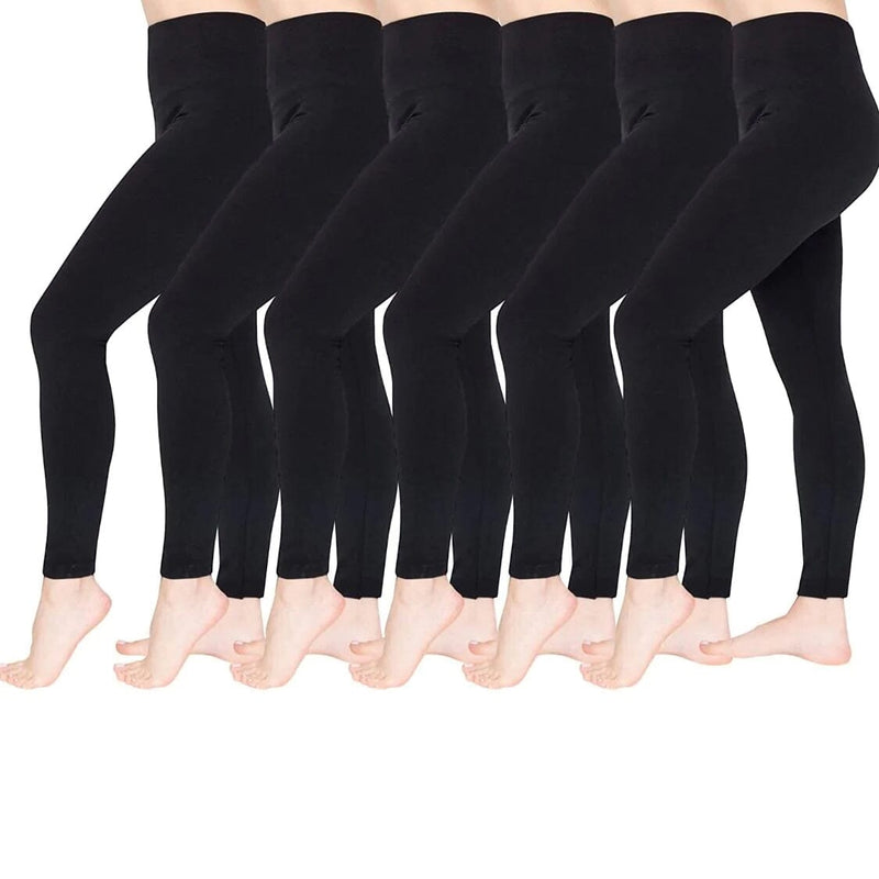 6-Pack: Hot Women’s Fleece Lined Leggings High Waist Soft Stretchy Warm Leggings Women's Bottoms Black - DailySale