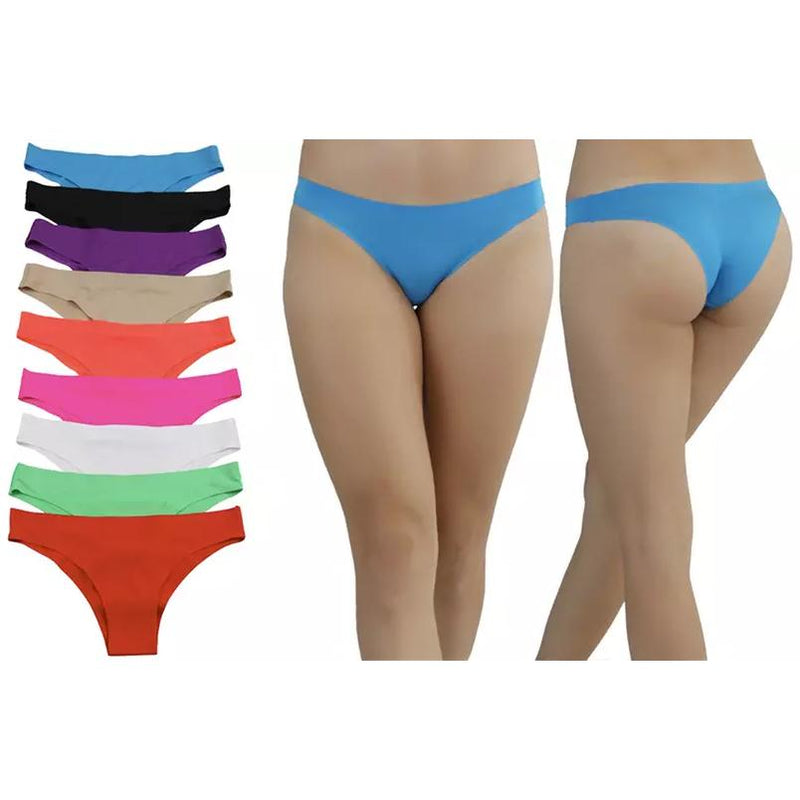 6-Pack: Laser-Cut Invisible Panties Women's Clothing Brazilian Tanga L - DailySale