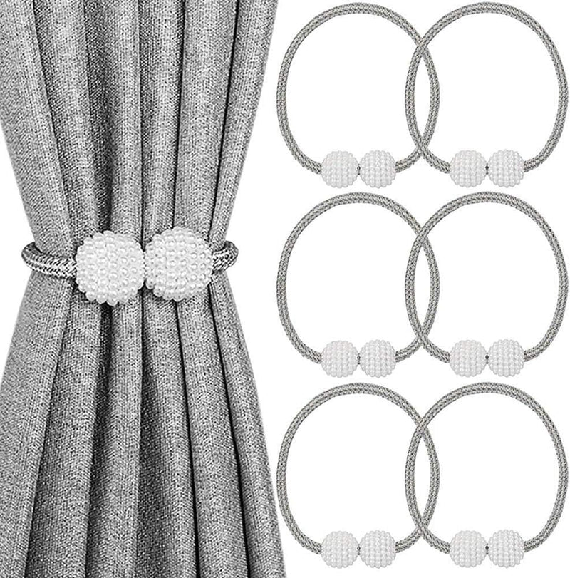 6-Pack: Magnetic Curtain Tiebacks, Decorative Curtain Holdbacks Furniture & Decor Beige - DailySale