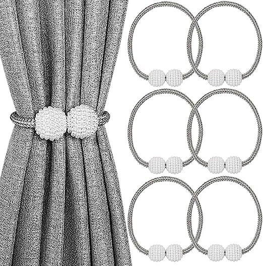 6-Pack: Magnetic Curtain Tiebacks, Decorative Curtain Holdbacks Furniture & Decor Gray - DailySale