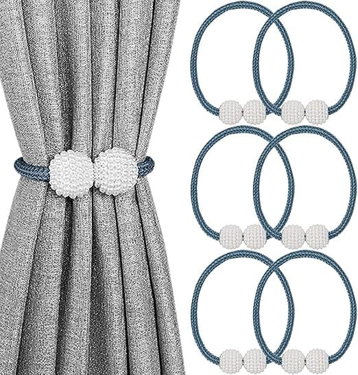 6-Pack: Magnetic Curtain Tiebacks, Decorative Curtain Holdbacks Furniture & Decor Navy - DailySale