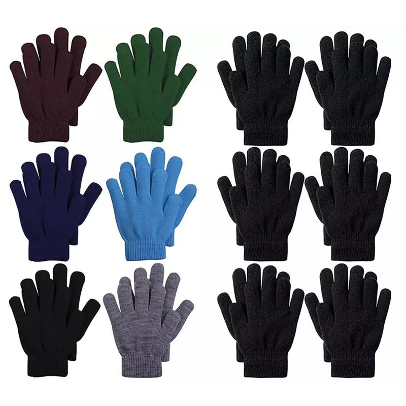 6-Pack: Men's Basic Knit Solid Color Warm Magic Gloves Men's Accessories - DailySale