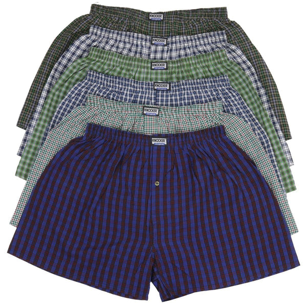 6-Pack: Men's Plaid Premium Cotton Woven Boxer Shorts Men's Clothing S - DailySale