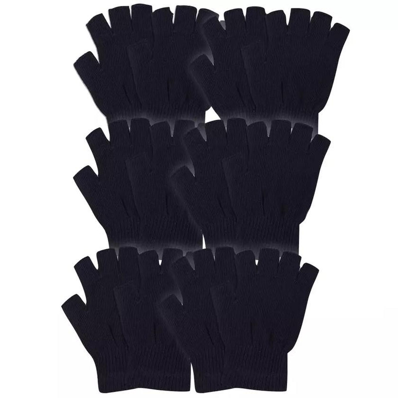 6-Pack: Men's Warm Fingerless Black Winter Gloves Men's Accessories - DailySale