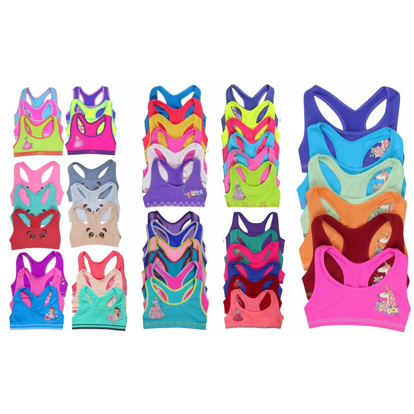 6-Pack: Mystery Kids Girls' Underwear Women's Clothing Racerback Bra S - DailySale