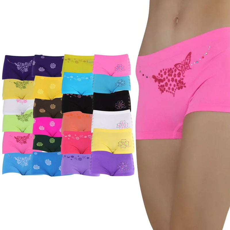 6Pk Seamless Boyshorts High Waist Womens Underwear Panties Boxer Briefs One  Size 