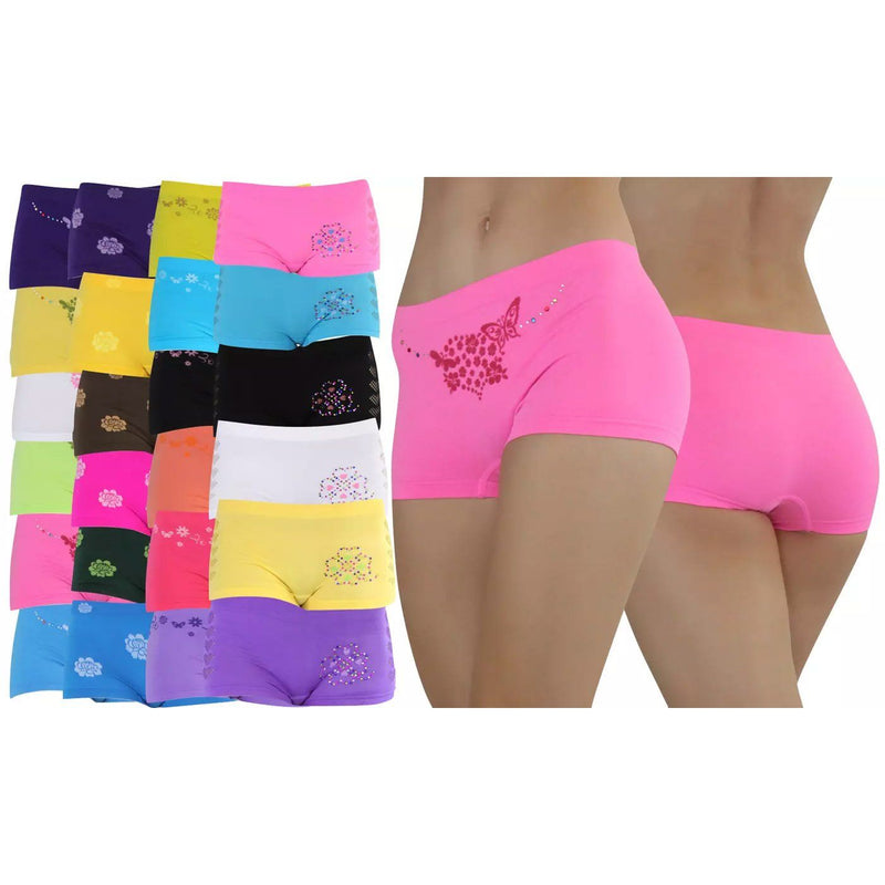6Pk Seamless Boyshorts High Waist Womens Underwear Panties Boxer Briefs One  Size