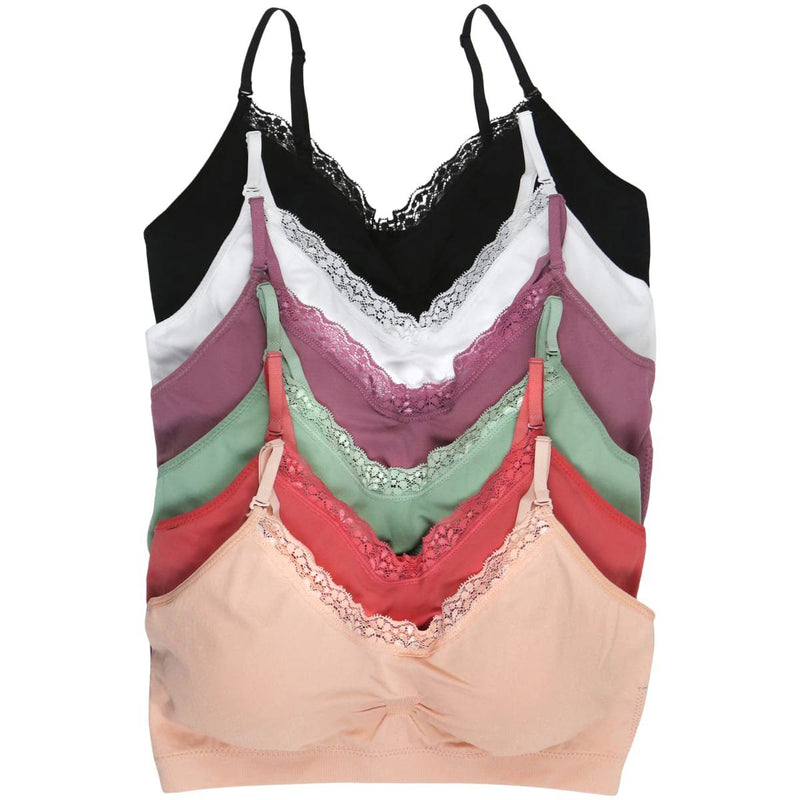 6-Pack: Padded Lace Trim Bralettes Women's Clothing - DailySale