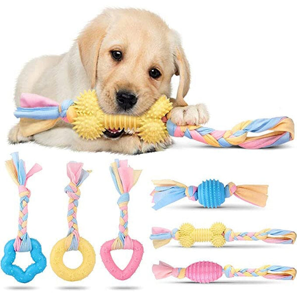 6-Pack: Puppy Teething Chew Toys with Interactive Ropes Pet Supplies - DailySale