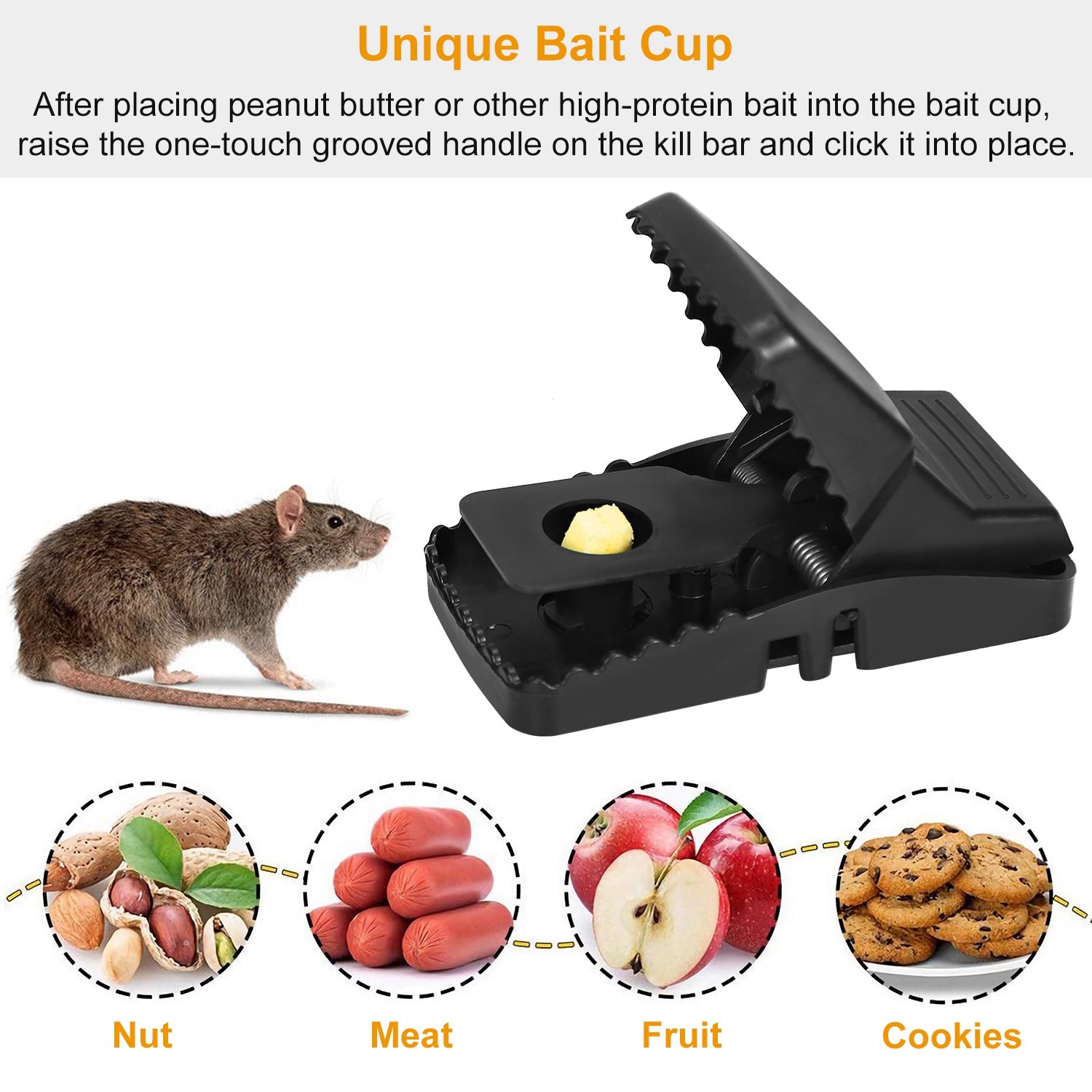 Elbourn Indoor Wooden Mouse Traps, Classic Mice Rat Rodent Catch Trap - 6  Pack
