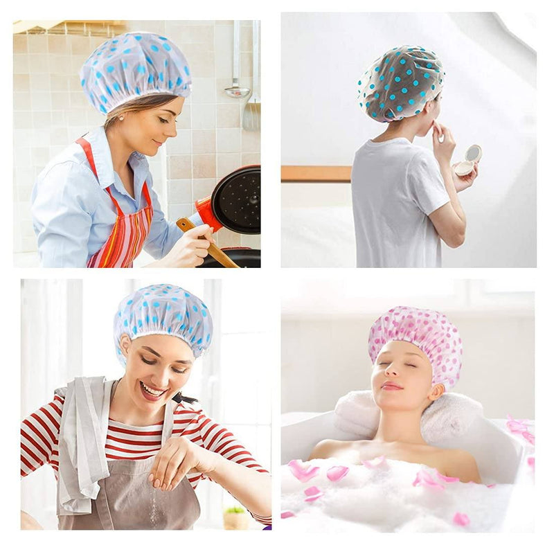 6-Pack: Reusable Shower Caps Elastic Band Bath Hair Hat Bath - DailySale