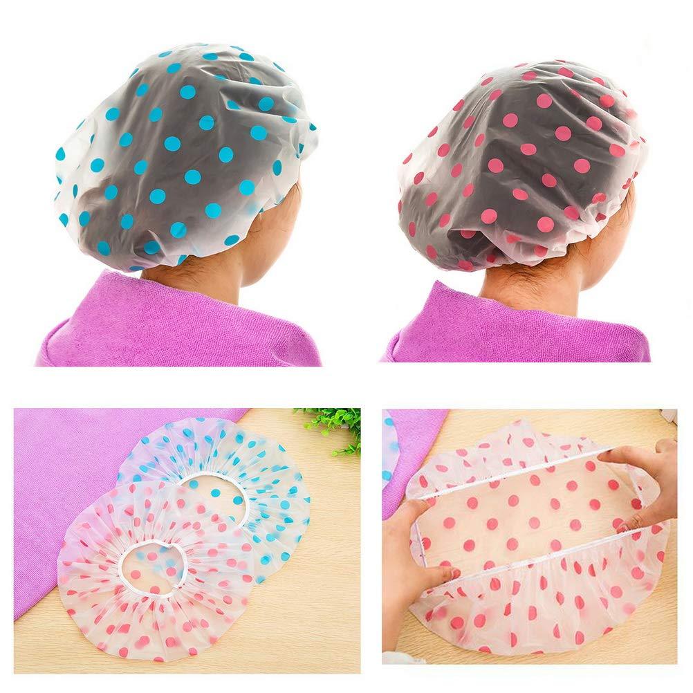 6-Pack: Reusable Shower Caps Elastic Band Bath Hair Hat Bath - DailySale