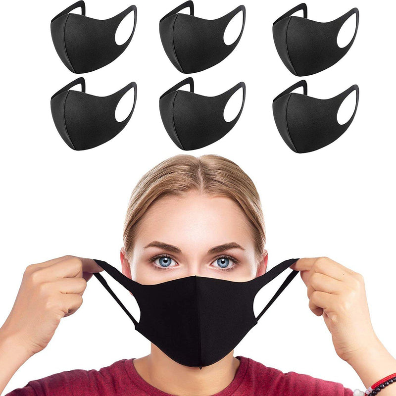 6-Pack: Reusable Washable Non-Medical Black Masks Face Masks & PPE - DailySale