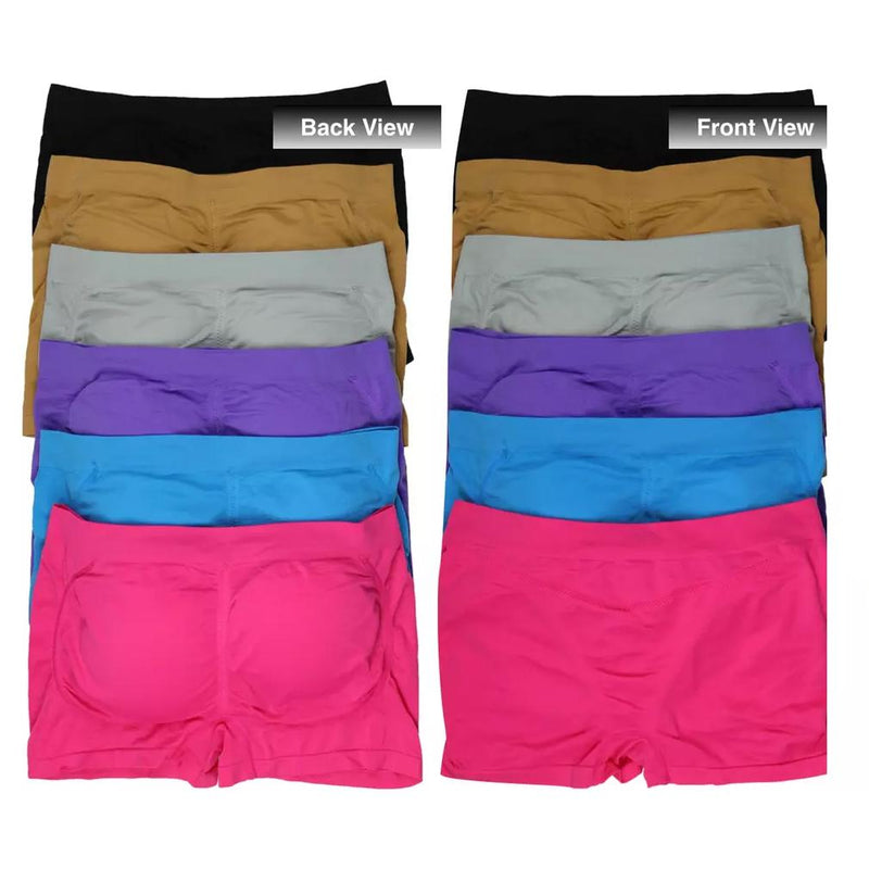 6-Pack: Seamless Enhancing Bootylicious Padded Boyshort Underwear Women's Clothing - DailySale