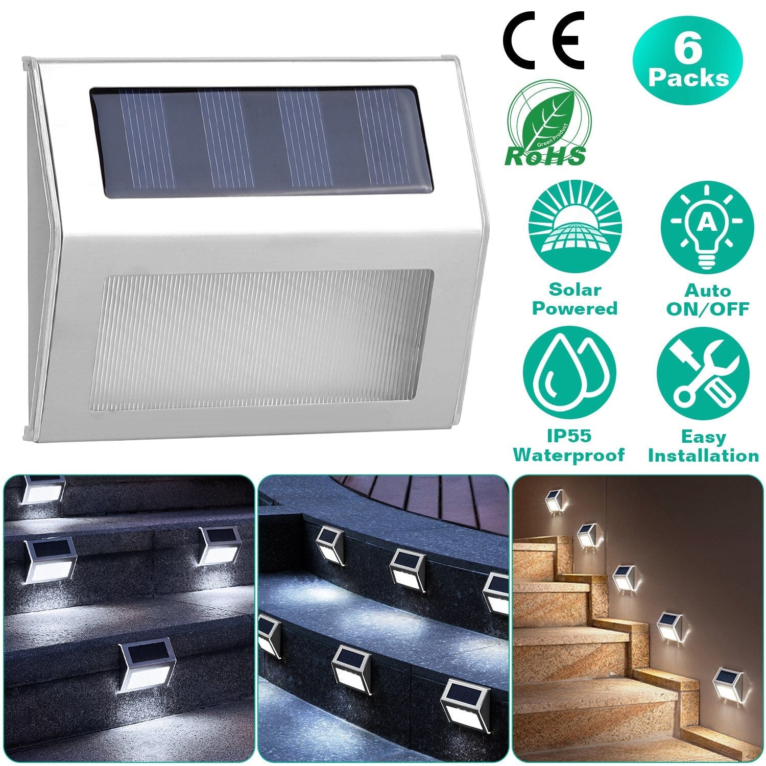 6-Pack: Solar Step Lights Outdoor Lighting - DailySale