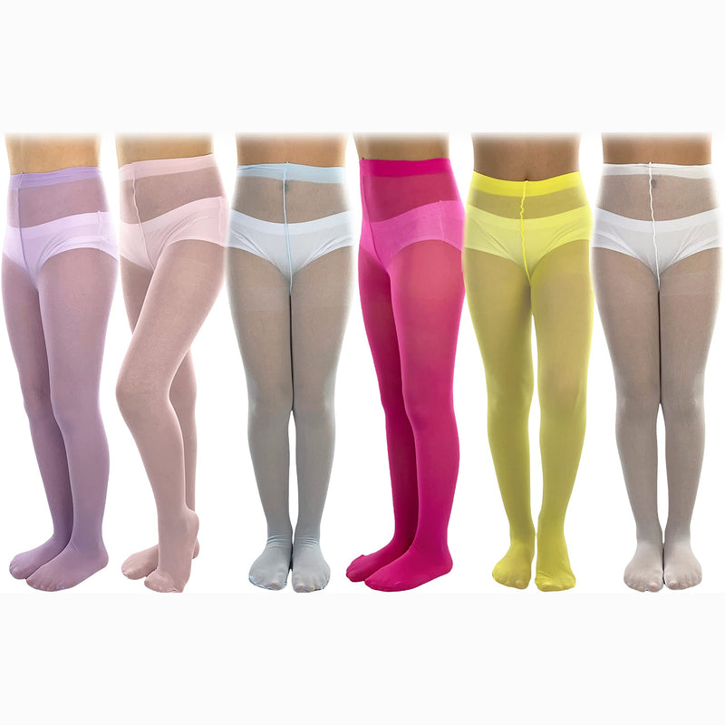 6-Pack: ToBeInStyle Girls Opaque Nylon Pantyhose Tights Solid Color