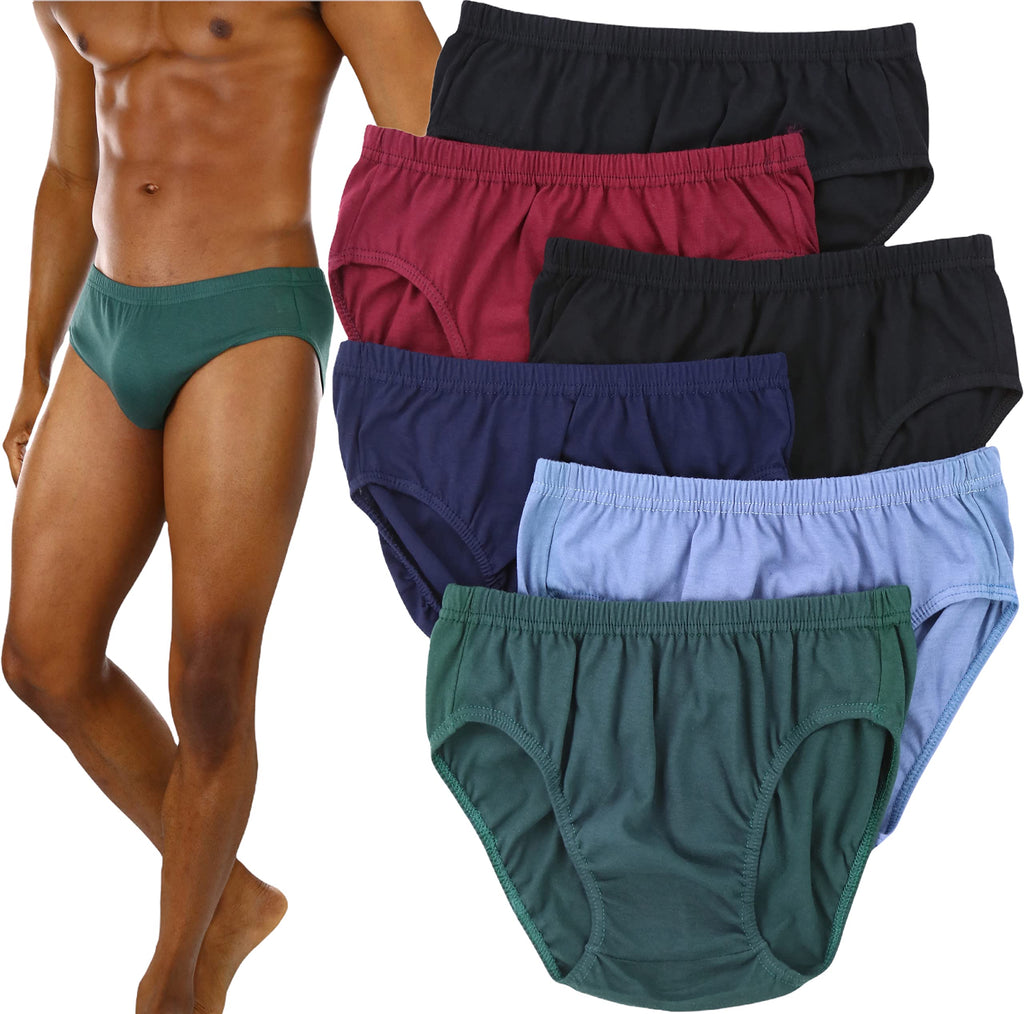 6 Pack Mens Bikinis Briefs Underwear 100% Cotton Solid Knocker Size Medium  32-34