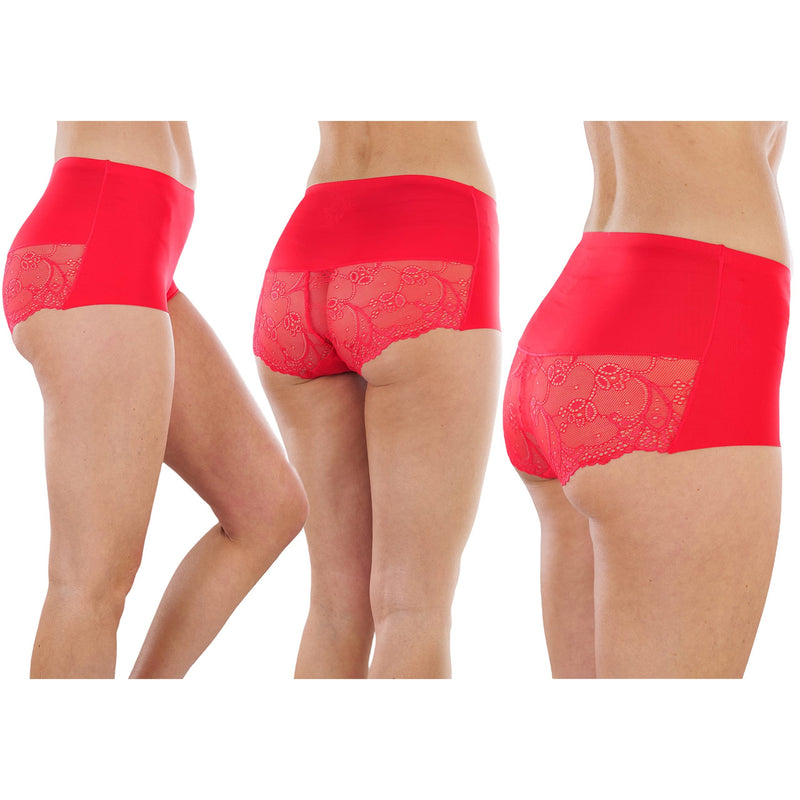 6-Pack: ToBeInStyle Women's Laser Cut High Waisted Panties