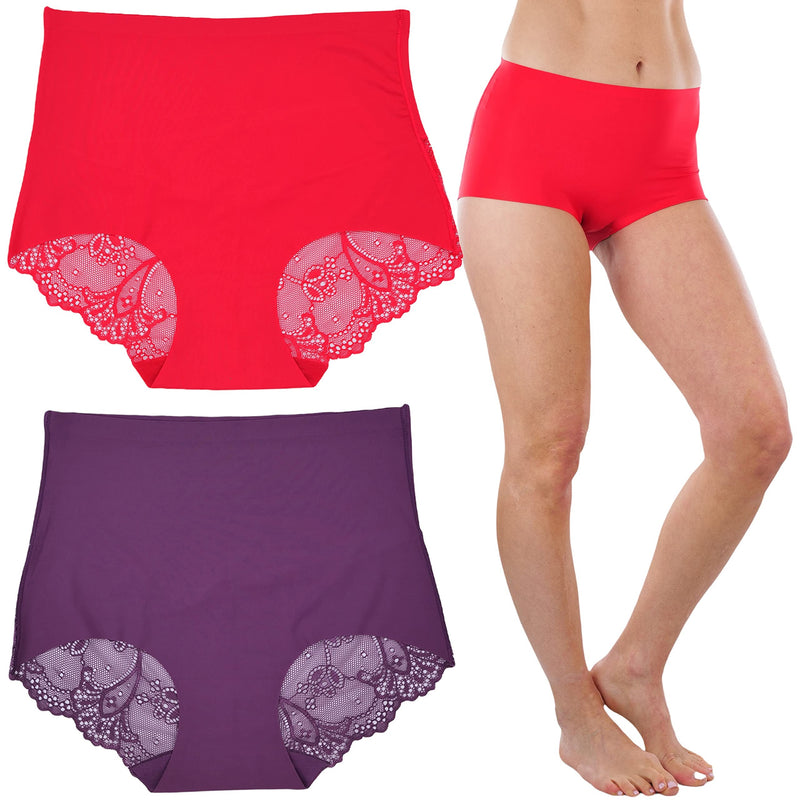 Womens Underwear Invisible Seamless Bikini Lace Underwear Half Back  Coverage Panties, 5 Pack, Black, L 