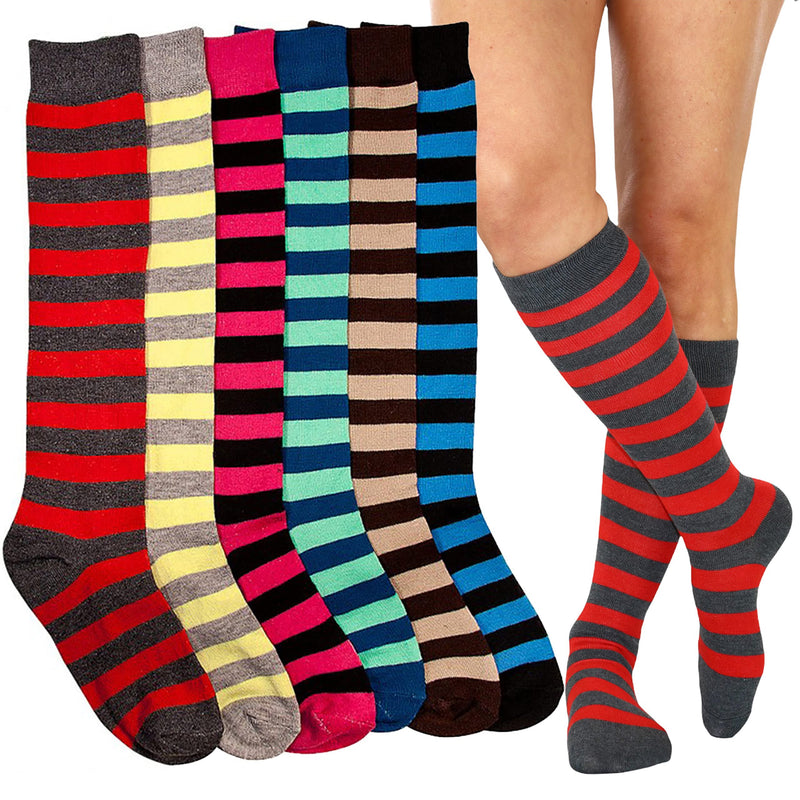 6-Pack: ToBeInStyle Women's Knee High Socks Women's Shoes & Accessories Dual Stripes - DailySale