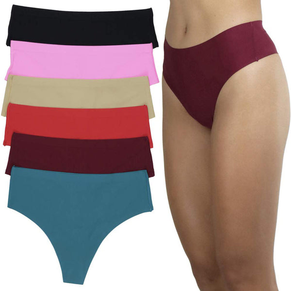 6-Pack: ToBeInStyle Women's Laser Cut Thong Panties Women's Swimwear & Lingerie S - DailySale