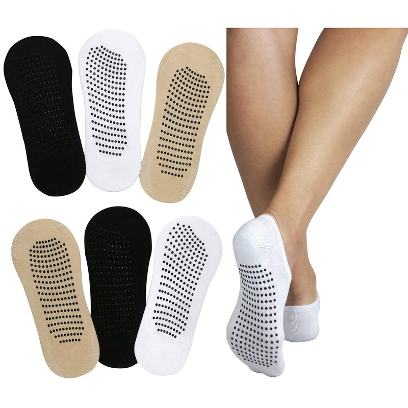 6-Pack: ToBeInStyle Women's Plain Liner Socks with Dotted Nonslip Bottom and Heel Grip Women's Shoes & Accessories - DailySale