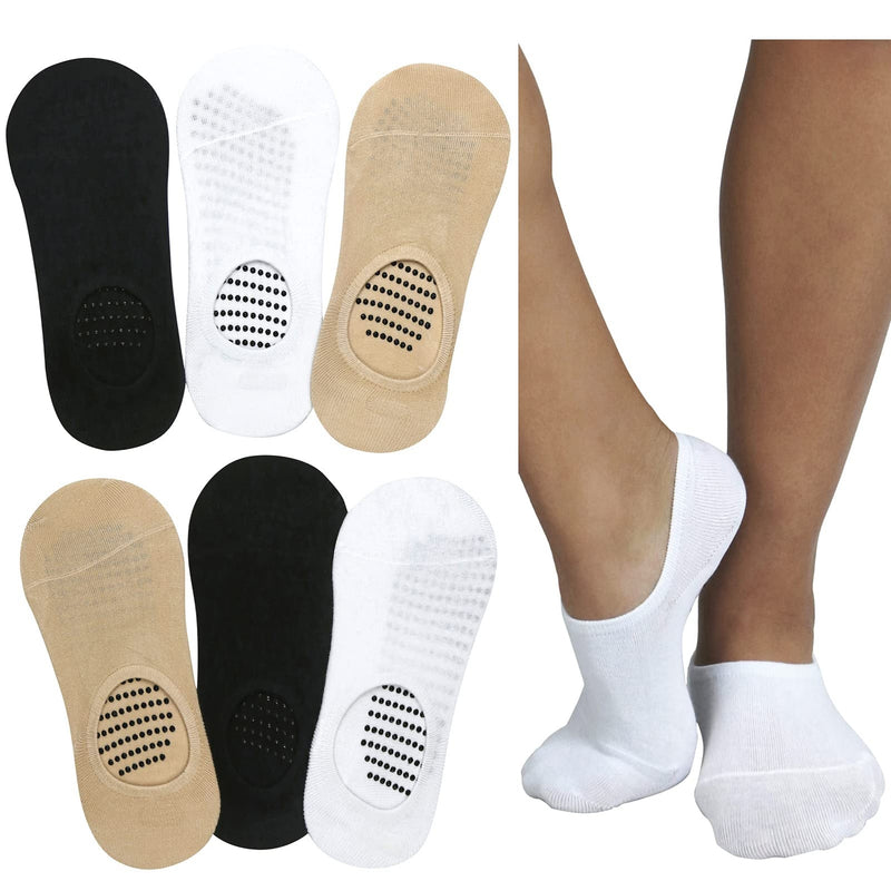 6-Pack: ToBeInStyle Women's Plain Liner Socks with Dotted Nonslip Bottom and Heel Grip Women's Shoes & Accessories - DailySale