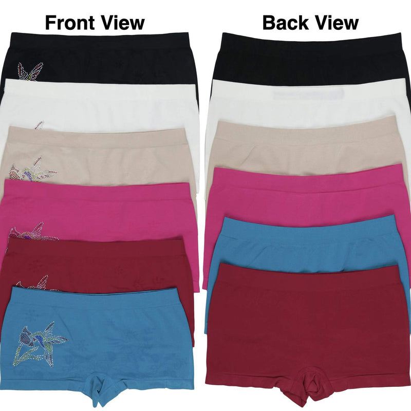 6-Pack: ToBeInStyle Women's Stretch Microfiber Cheeky Boyshort Panties