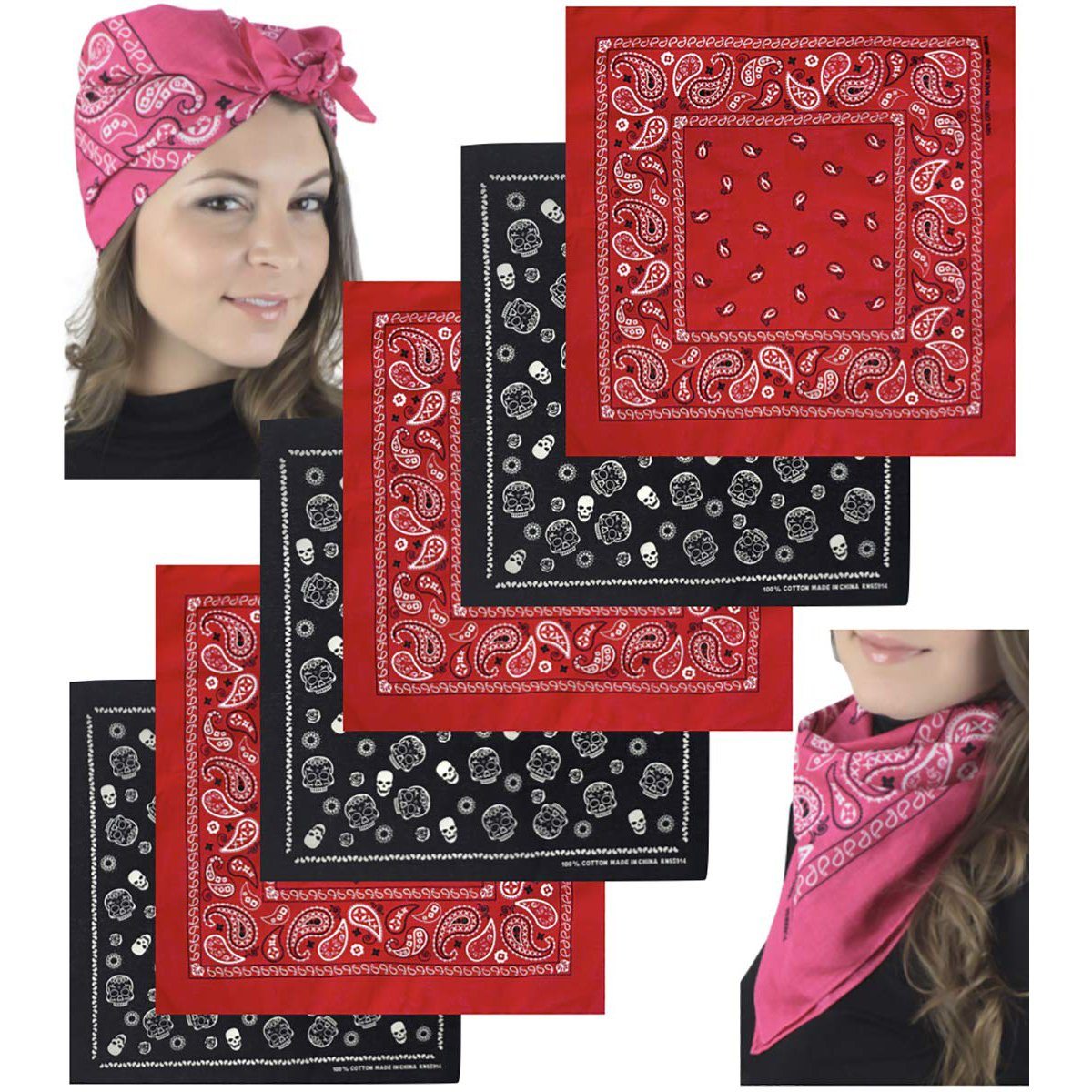 6-Pack: Unisex Classic Cotton Graphic Bandanas Men's Shoes & Accessories - DailySale