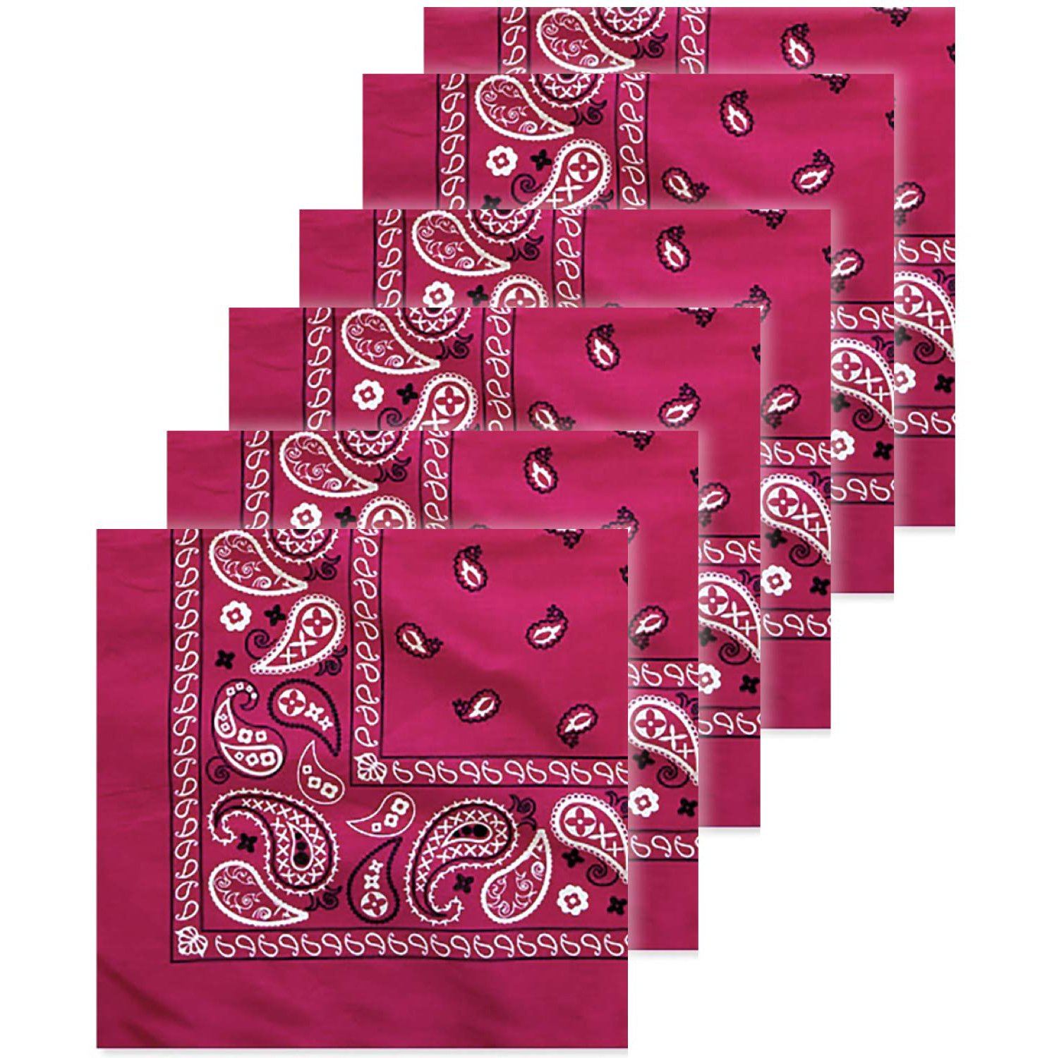 6-Pack: Unisex Classic Cotton Graphic Bandanas Men's Shoes & Accessories Fuchsia - DailySale