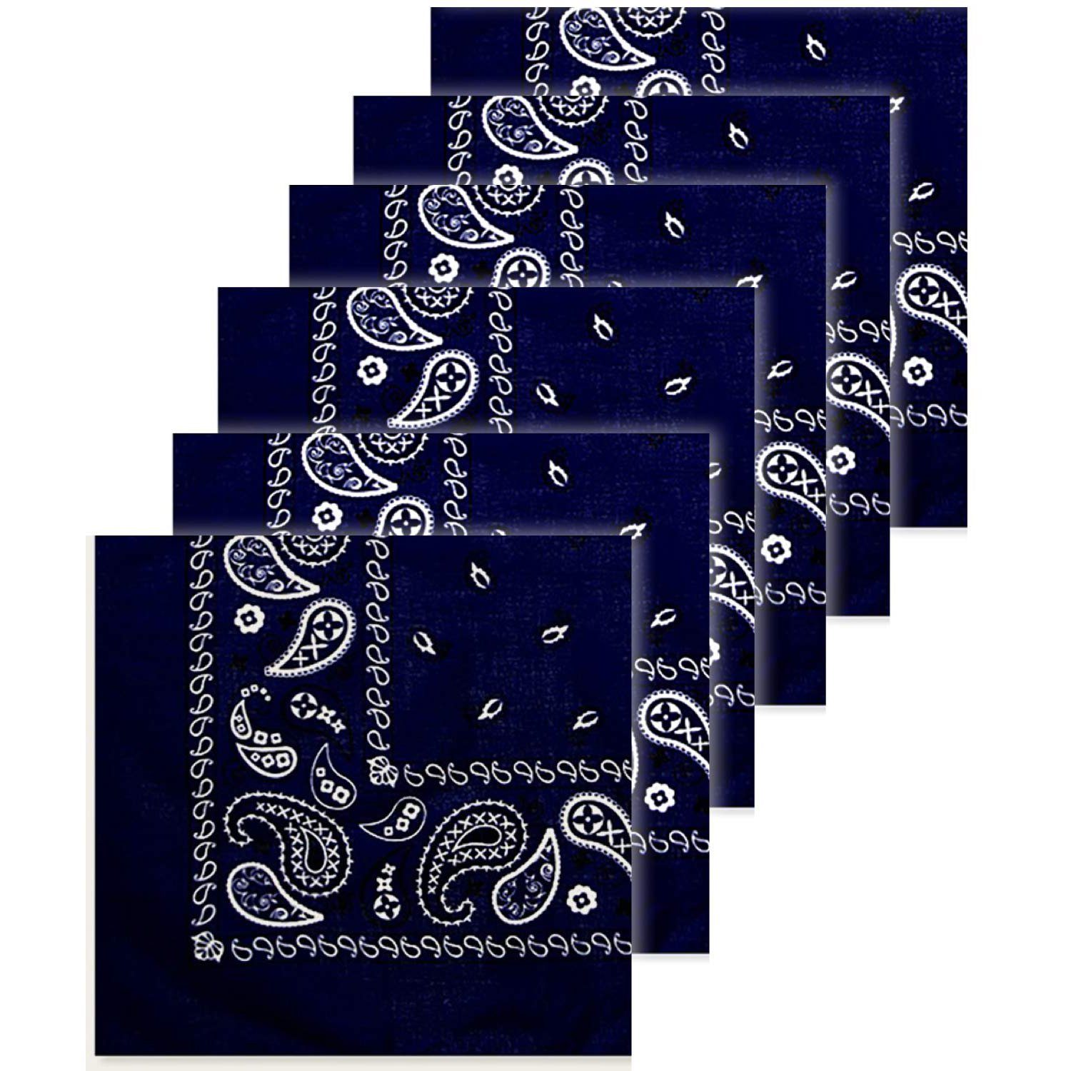 6-Pack: Unisex Classic Cotton Graphic Bandanas Men's Shoes & Accessories Navy - DailySale