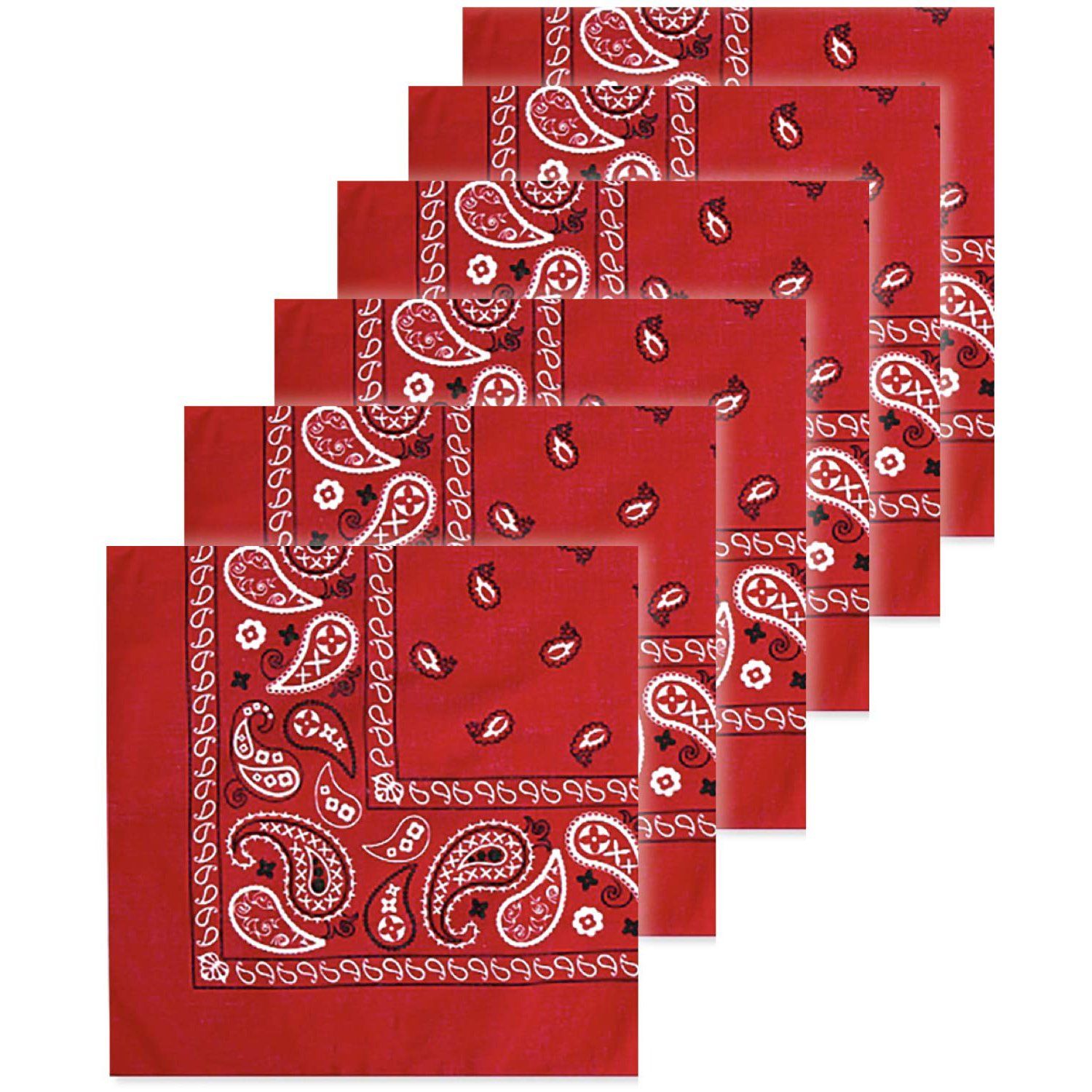 6-Pack: Unisex Classic Cotton Graphic Bandanas Men's Shoes & Accessories Red - DailySale