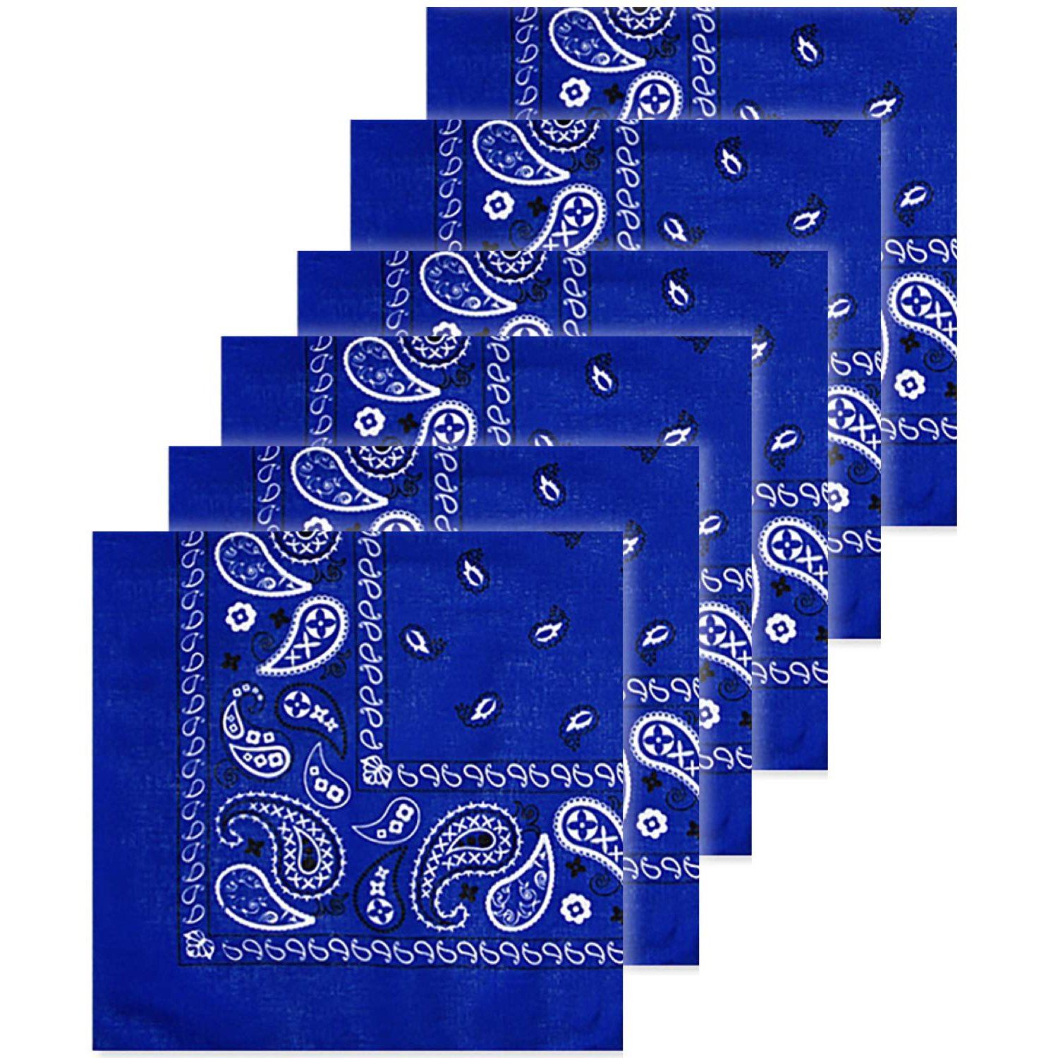 6-Pack: Unisex Classic Cotton Graphic Bandanas Men's Shoes & Accessories Royal - DailySale