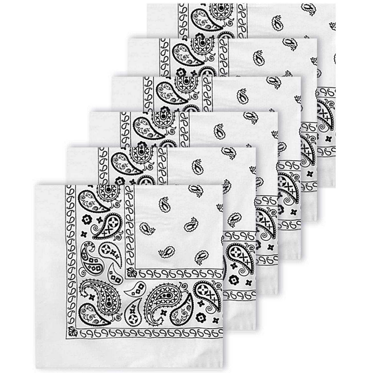 6-Pack: Unisex Classic Cotton Graphic Bandanas Men's Shoes & Accessories White - DailySale