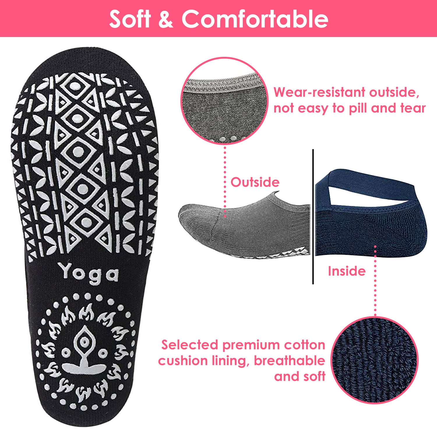 6-Pack: Women Yoga Socks with Straps Non-Slip Grips Women's Shoes & Accessories - DailySale