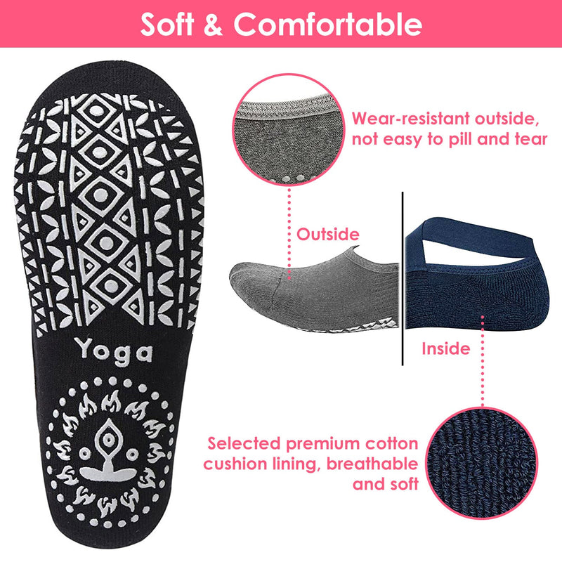 6-Pack: Women Yoga Socks with Straps Non-Slip Grips Women's Shoes & Accessories - DailySale