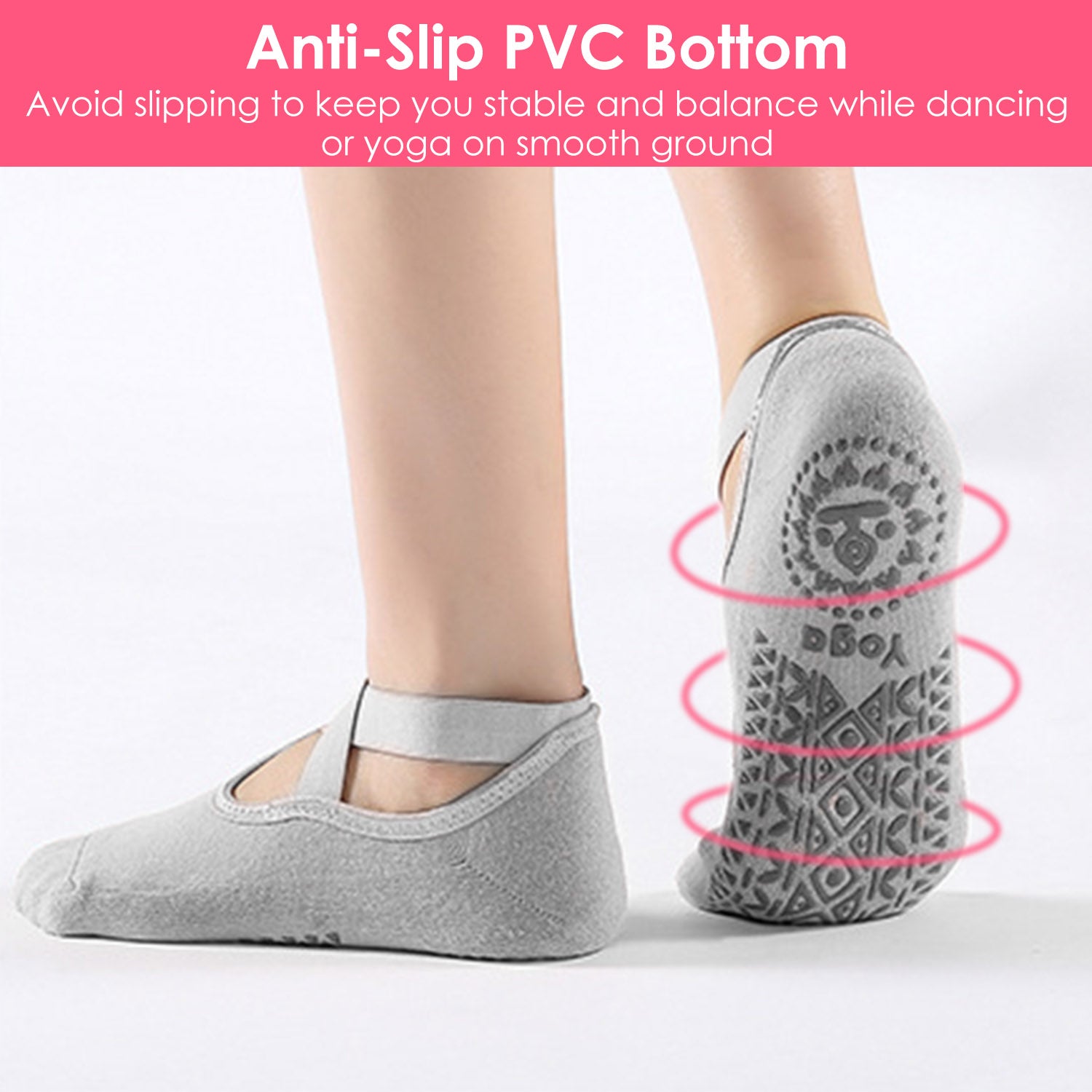 6-Pack: Women Yoga Socks with Straps Non-Slip Grips Women's Shoes & Accessories - DailySale