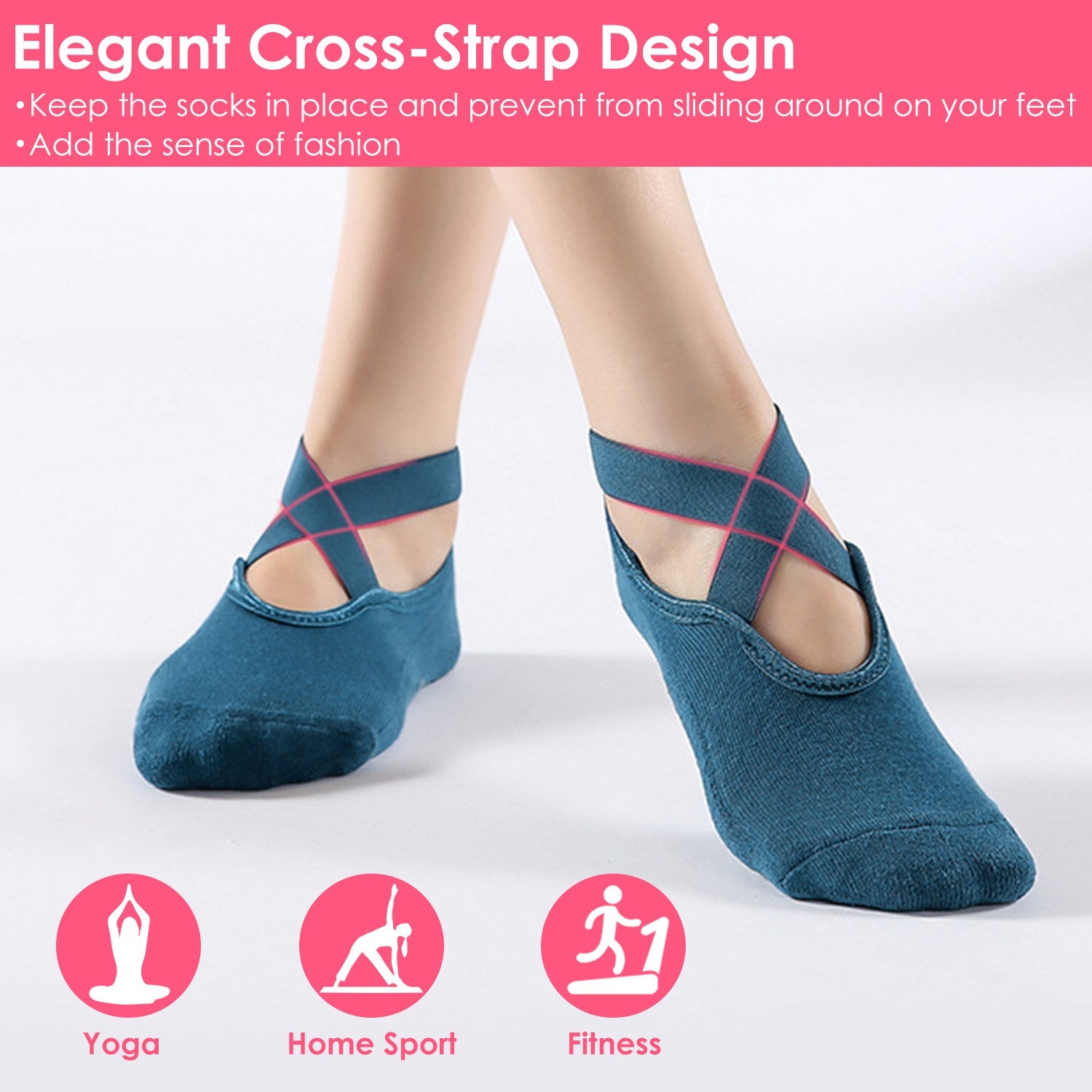 6-Pack: Women Yoga Socks with Straps Non-Slip Grips Women's Shoes & Accessories - DailySale