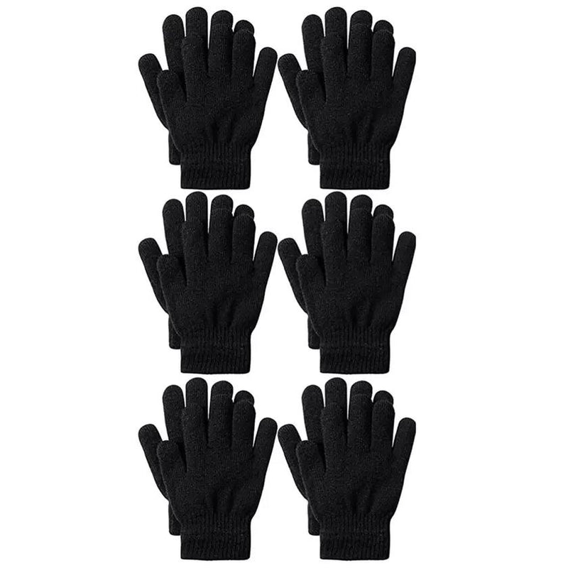 6-Pack: Women's Acrylic Warm Everyday Winter Assorted Gloves Women's Accessories Black - DailySale