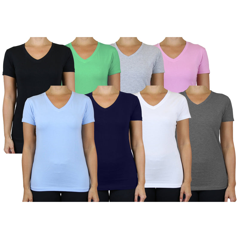 6-Pack: Women's Assorted Short Sleeve V-Neck Tees Women's Clothing - DailySale