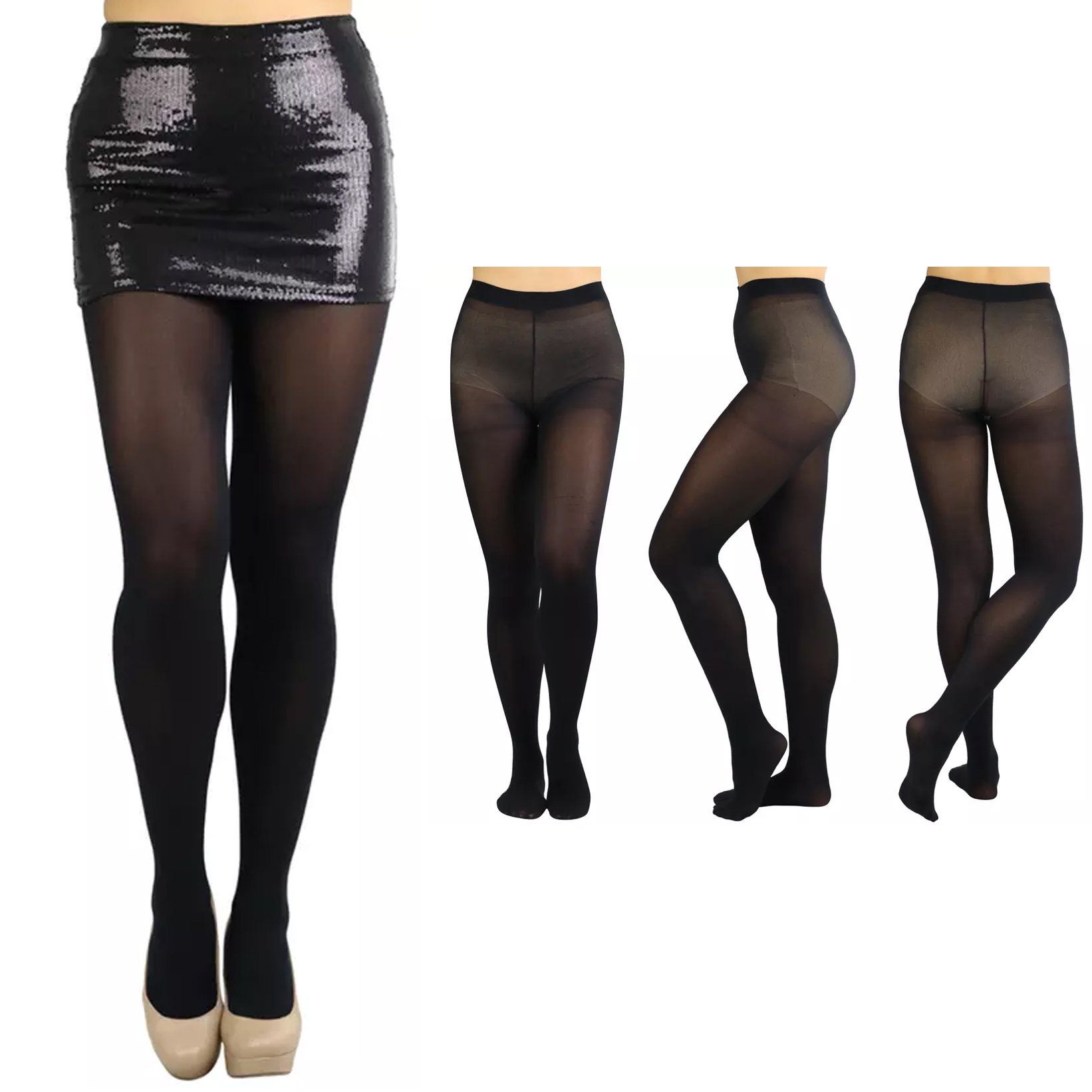 6-Pack: Women's Basic or Vibrant Semi Opaque Pantyhose Women's Clothing Black - DailySale