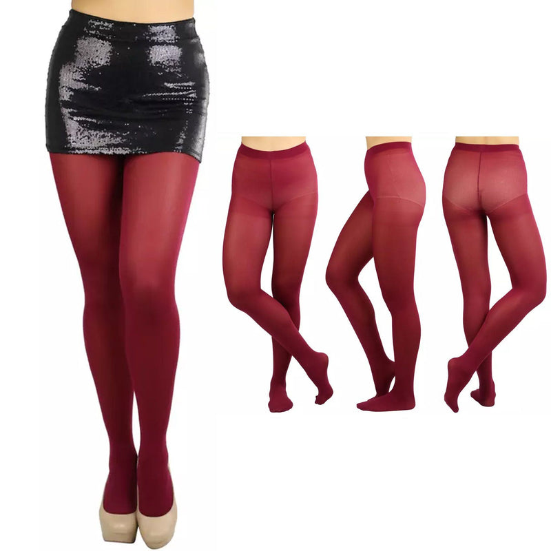 6-Pack: Women's Basic or Vibrant Semi Opaque Pantyhose Women's Clothing Burgundy - DailySale