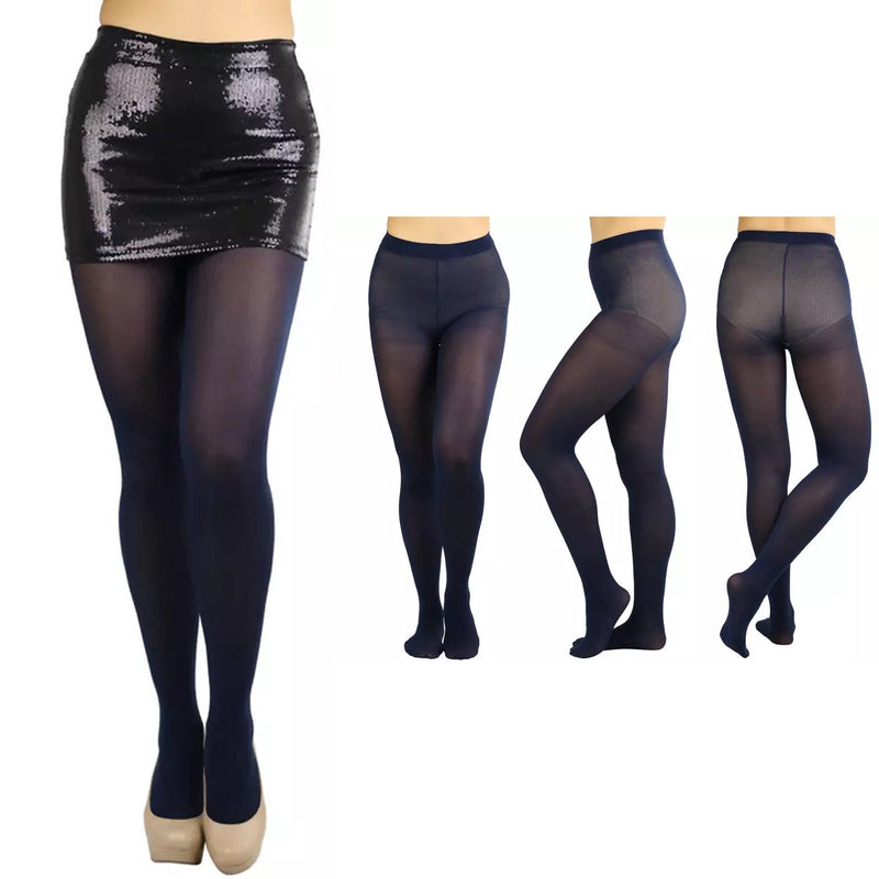 6-Pack: Women's Basic or Vibrant Semi Opaque Pantyhose Women's Clothing Navy - DailySale