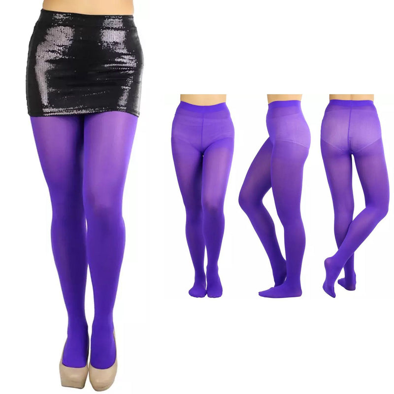 6-Pack: Women's Basic or Vibrant Semi Opaque Pantyhose Women's Clothing Purple - DailySale