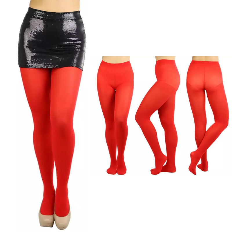 6-Pack: Women's Basic or Vibrant Semi Opaque Pantyhose Women's Clothing Red - DailySale